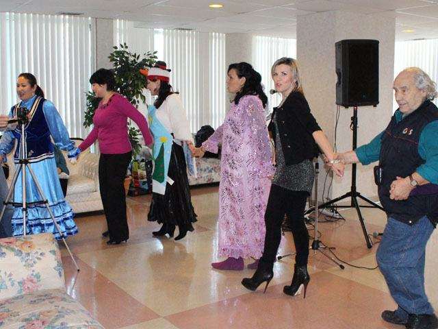 The Tatar party included the national dance.  Dancer at right is