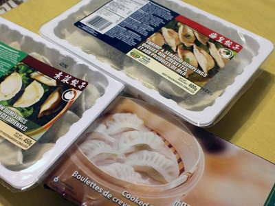 Frozen Dumplings from Loblaws or T and T. 