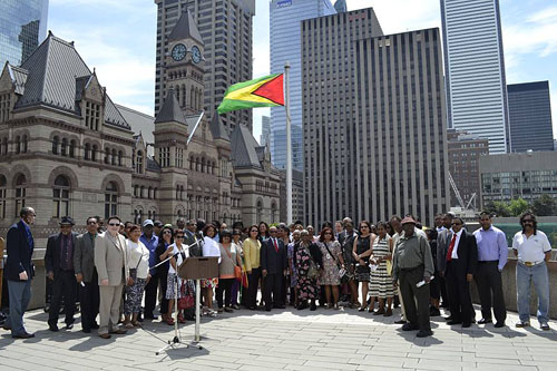 Participants at the Toronto City Hall Guyana Flag Raising.