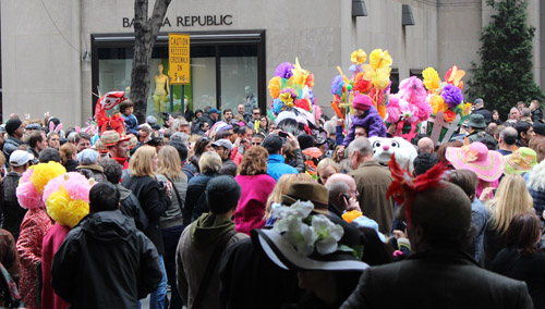 The crowd was thick even before church goers finished their Easter service. Most of the spectators were more interested in taking pictures of the costumes.  Copyright ©2013 Ruth Lor Malloy