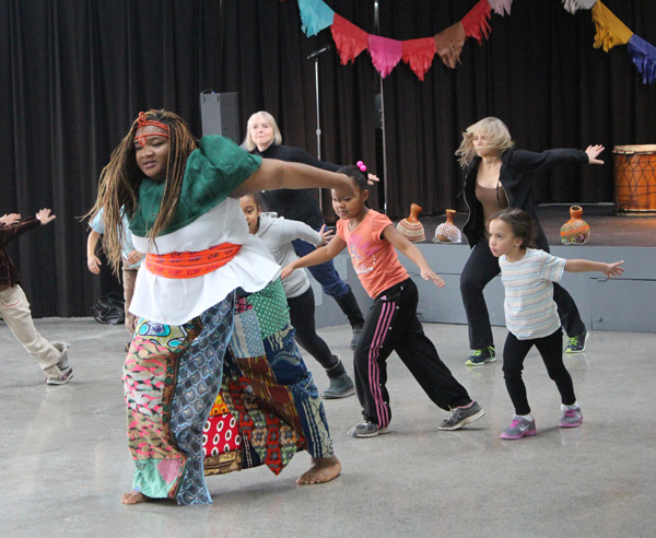 Sani-Abu dance group teaching dance at Harbourfront. Copyright ©2014 Ruth Lor Malloy.
